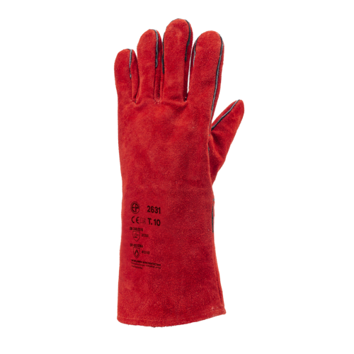 GANTS SOUDEUR CROUTE CUIR MIG ROUGE -...